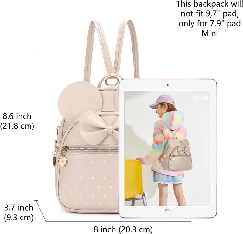 KL928 Girls Mini Backpack Bowknot Polka Dot Cute Small Daypacks Convertible Shoulder Bag Purse for Women - Image 1
